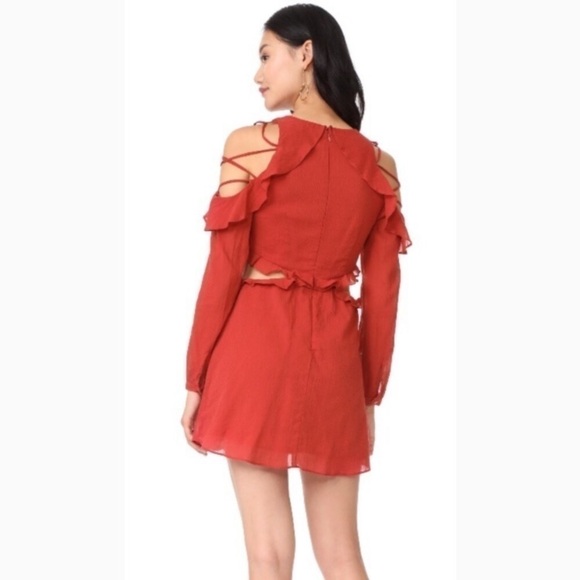 Revolve Red Carter Cold Shoulder Side Cut Dress - Picture 3 of 7